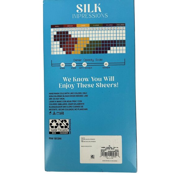 Silk Impressions Control Top Sheer Pantyhose XL Coffee Bean 4 Pairs 20 Denier - Picture 4 of 11